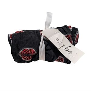 Just Be Pajama Bottoms Women's M Black Red Kiss